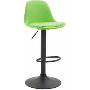 Barkruk Ada Deluxe - Groen - Zwart - Modern Design - Rugleuning - Voetensteun - Voor Keuken en Bar - Gestoffeerde Zitting - Imitatie Leder