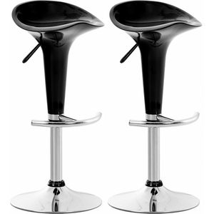 Barkruk Alvina Deluxe - Zwart - Chroom - Modern Design - Voetsteun - Voor Keuken en Bar - Kunststof Zitting
