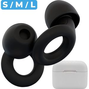 Earplugs - Oordopjes slapen - Gehoorbescherming (33dB) - Anti-Snurk - Geschikt voor Slapen, Werken, Studeren en Zwemmen - Geluidsdemping - Comfortabel - S/M/L - Zwart
