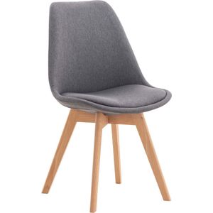 Eetkamerstoel Devyn - Comfortabele Stoel - Gestoffeerde Zitting - Modern Design - Houten Poten - Grijs