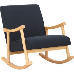 Schommelstoel Katheryn - Stoffen Bekleding - Comfortabele Stoel - Modern Design - Leesstoel - Gestoffeerde Zitting - Zwart