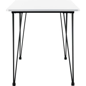 Eettafel Emmerich - 120x70x75 cm - MDF en Staal - Wit - Elegante en Minimalistische Tafel