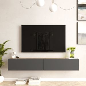 TV Kast Darius - TV Meubel - TV meubel - 180x31,5x29,5cm - Houtkleurig en Antraciet - Spaanplaat - Sierkast