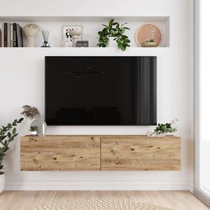 TV Kast Eleonora - TV Meubel - TV meubel - 140x31,5x29,5cm - Houtkleurig - Spaanplaat - Sierkast