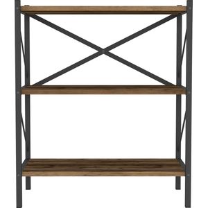 Boekenkast Plank Lynton - 85x66x34cm - Eiken Antiek - Spaanplaat en Metaal - Met Planken - Modern Design