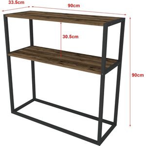 Bijzettafel Xavier - Spaanplaat en Metaal - Antiek eiken en Zwart - 90 x 90 x 33,5 cm - Modern Design