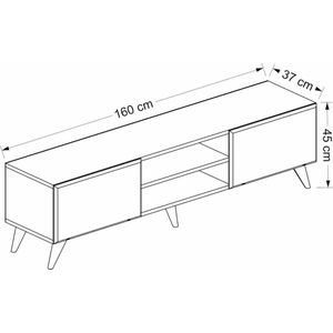 TV Meubel Jayleen - 160x45x45 cm - Eiken en antraciet - Spaanplaat en Kunststof - Stijlvol Design