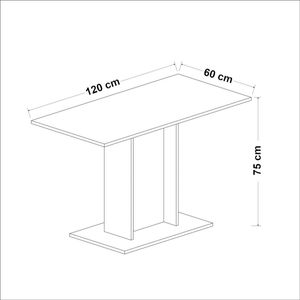 Eettafel Armida - 75x120x60 cm - Wit - Spaanplaat en Kunststof - Stijlvol Design