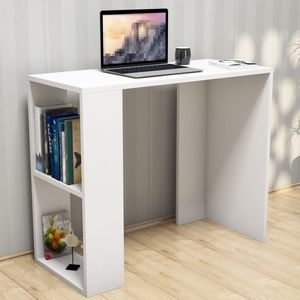 Bureau Andries - Met Plank - 75x90x40 cm - Wit - Spaanplaat - 2 Open Compartimenten - Modern Design