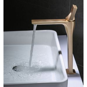 Luxe Goude Wastafel Kraan Moderne Badkamer Kraan Mengkraan Goud Wastafel Kraan Enkele Handgreep Warm En Koud Waterval Kraan