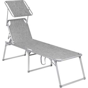 Sun Lounger - Outdoor Sun Lounger - Patio Sun Lounger - Garden Sun Lounger - Sunbed - Beach Sun Lounger - Portable Sun Lounger - Grijs - 65 x 200 x 48 cm (L x B x H)