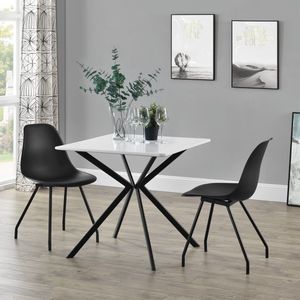 Stijlvolle Eettafel Selma - Rechthoekig - 78x78cm - Wit - MDF - Decoratief Design