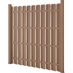 WPC Hekpaneel Olaf - 11 planken - Met Palen - 185x376 cm - Bruin - Waterdicht