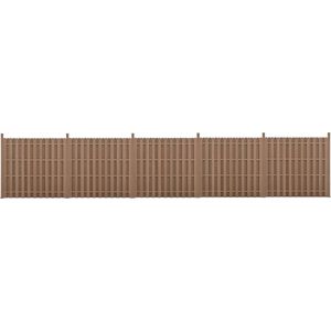 WPC Hekpaneel Marciano - 11 planken - Met Palen - 185x932 cm - Bruin - Waterdicht