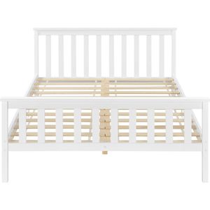 Houten Bed Eulalia - Grenen - Met Matras - 140x200 cm - Wit - Gemaakt in de EU - Slijtvast