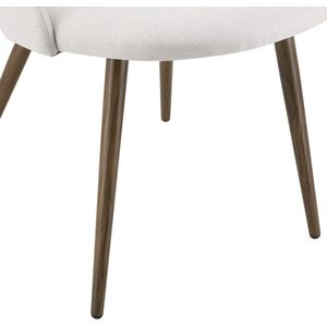 Eetkamerstoel Nisha - Set van 2 - Stof en Metaal - 83x50x53 cm - Beige en Houtkleurig - Modern Design-