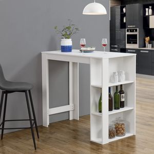 Bartafel Calixta - Met 3 Planken - 120x60x1055 cm - Wit - Spaanplaat - Modern Design