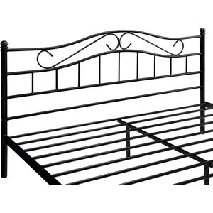 Metalen bed Ambrosio - Twijfelaar - incl. Bedbodem - 140x200 - Zwart - Modern design