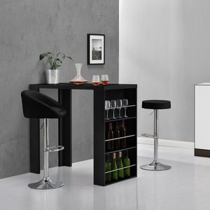 Bartafel Bennie - Met Ingebouwde Planken - 117x57x106,5 cm - Zwart - Stijlvol Design