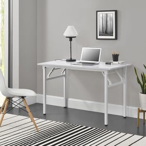 Eettafel Fernanda - Bureau - 120x60x75 - 76,4 cm - Opvouwbaar - Verstelbaar - Wit - Modern Design