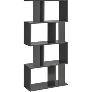 Boekenkast Plank Kourtney - 130x60x24 cm - Donkergrijs - Spaanplaat - Duurzame boekenkast - Stijlvol design