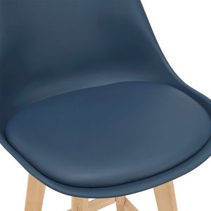 Barkruk Audley - Set van 6 - Imitatieleer en Beuken - 105x48x58 cm - Blauw - Modern design