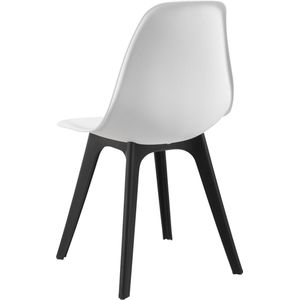 Eethoek Elle - Glazen eettafel - Met 4 witte en zwarte stoelen - Hoogwaardig design - Stijlvolle uitstraling