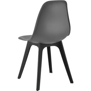 Eethoek Rickey - Glazen eettafel - Met 4 zwarte en grijze stoelen - Hoogwaardig design - Stijlvolle uitstraling
