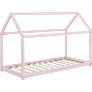 Kinderbed Babette - Houten bed - Huisbed - 90x200 cm - Roze - Grenenhout - Voor meisjes - Voor jongens - Voor kinderen