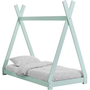 Kinderbed Kaleb - Tipi Bed - Grenen - Met lattenbodem - 70x140 cm - Mint - Voor meisjes - Voor jongens - Voor kinderen