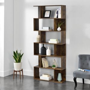 Boekenkast Plank Edna - 192x80x24 cm - Walnootkleurig - Spaanplaat - Decoratief Design