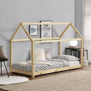 Kinderbed Armando - Houten bed - Huisbed - 80x160 cm - Houtkleurig - Grenen - Voor meisjes - Voor jongens - Voor kinderen
