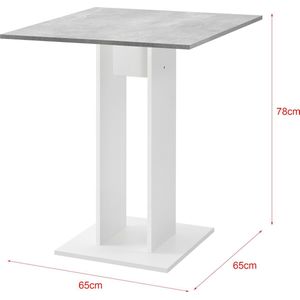 Design Eettafel Dora - Vierkant - 65x65x78 cm - Betonlook en Wit - Spaanplaat - Modern Design