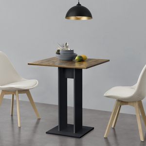 Eettafel Robin - 65x65x78 cm - Walnootkleurig en Zwart - Spaanplaat - Stijlvol design