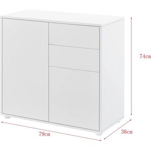 Commode Sagrario - Duw en Open - 74x79x36 cm - Wit Mat - Spaanplaat - Modern Design