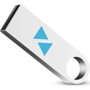 USB stick 2.0 Zilver Aluminium Stijl 128GB blauw logo Hoge capaciteit voor bestanden en gegevens