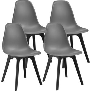 Eetkamerset Albert - Eetkamer - 5-delige tafel - Met 4 stoelen - Zwart en grijs - Hoogwaardige constructie