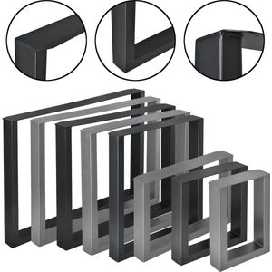 Tafelpoot Shanon - Stalen Onderstel - Set van 2 - U Tafelpoot - 90x72 cm - Zwart