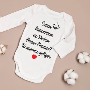 Baby romper met tekst - Zwangerschap aankondiging - Cadeau - Pregnancy announcement - Maat 80 lange mouwen