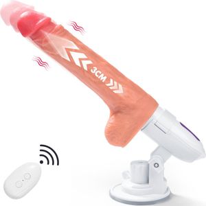 IntiMate® - LoveGod Stotende Dildo Vibrator - Vibrerende Seksmachine met Krachtige Zuignap - Anale of Vaginale Sextoy met Verstelbare Hoek - Waterdicht en Eenvoudig te Reinigen - Seks Toy voor Mannen - Seksspeeltje voor Vrouwen