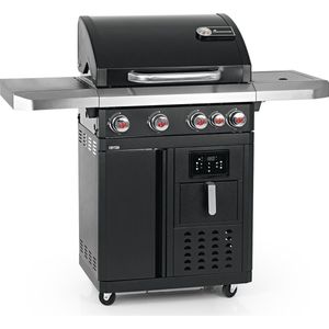 Landmann Fryton 4.1 GasBBQ met ingebouwde 3,5 L Airfryer - Zwart - met zijbrander - Gas bbq - Buitenkeuken - Gas bbq met zijbrander - Airfryer oven - Grill - Gietijzeren grillrooster