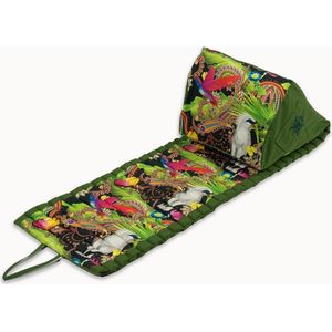 Besarto - Strandmatras - strandmat - opblaasbare rugleuning - 3 standen - oprolbaar - lichtgewicht - Made in EU - wasbaar - kleurecht - compact - paradijsvogel army green