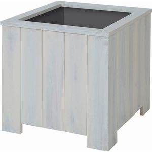 Vierkante plantenbak Storm - Acacia FSC 30 x 30 cm Wit - Staande Plantenbak - Binnen/buiten - plantenbakken voor buiten - plantenbakken - plantenbak balkon