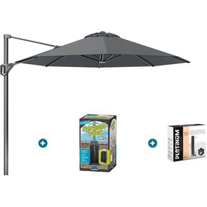 Platinum Voyager ronde zweefparasol T1 3 m. - Antraciet met ingraafvoet en hoes