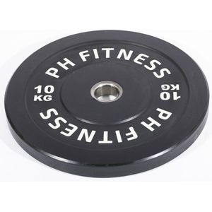 PH Fitness Bumper Plates 10KG Set - Olympische Halterschijven van Rubber - 50 mm - 2 STUKS