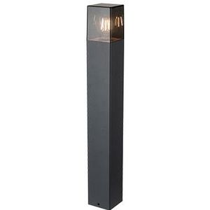 LED Tuinpaal - Staande buitenlamp met Smoked Glas | 80cm | Zwart | IP44 - Denver