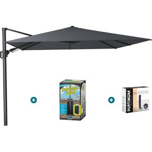 Platinum Challenger zweefparasol T2 - 3x3 m. - Antraciet - met ingraafvoet en hoes
