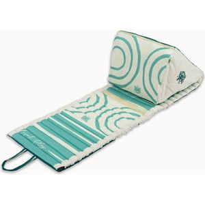 Besarto - Strandmatras - strandmat - opblaasbare rugleuning - 3 standen - oprolbaar - lichtgewicht - Made in EU - wasbaar - kleurecht - compact - besarto plage turquoise