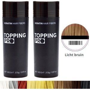 Topping PRO - Licht Bruin Haar – 1+1 - 27,5g – Keratine – Haarpoeder – Haarvezels – Volumepoeder – Haaruitval – Haarlijn – Hair powder - Uitgroei