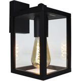 Wandlamp buiten metaal en glas | Modern | E27 fitting | Zwart